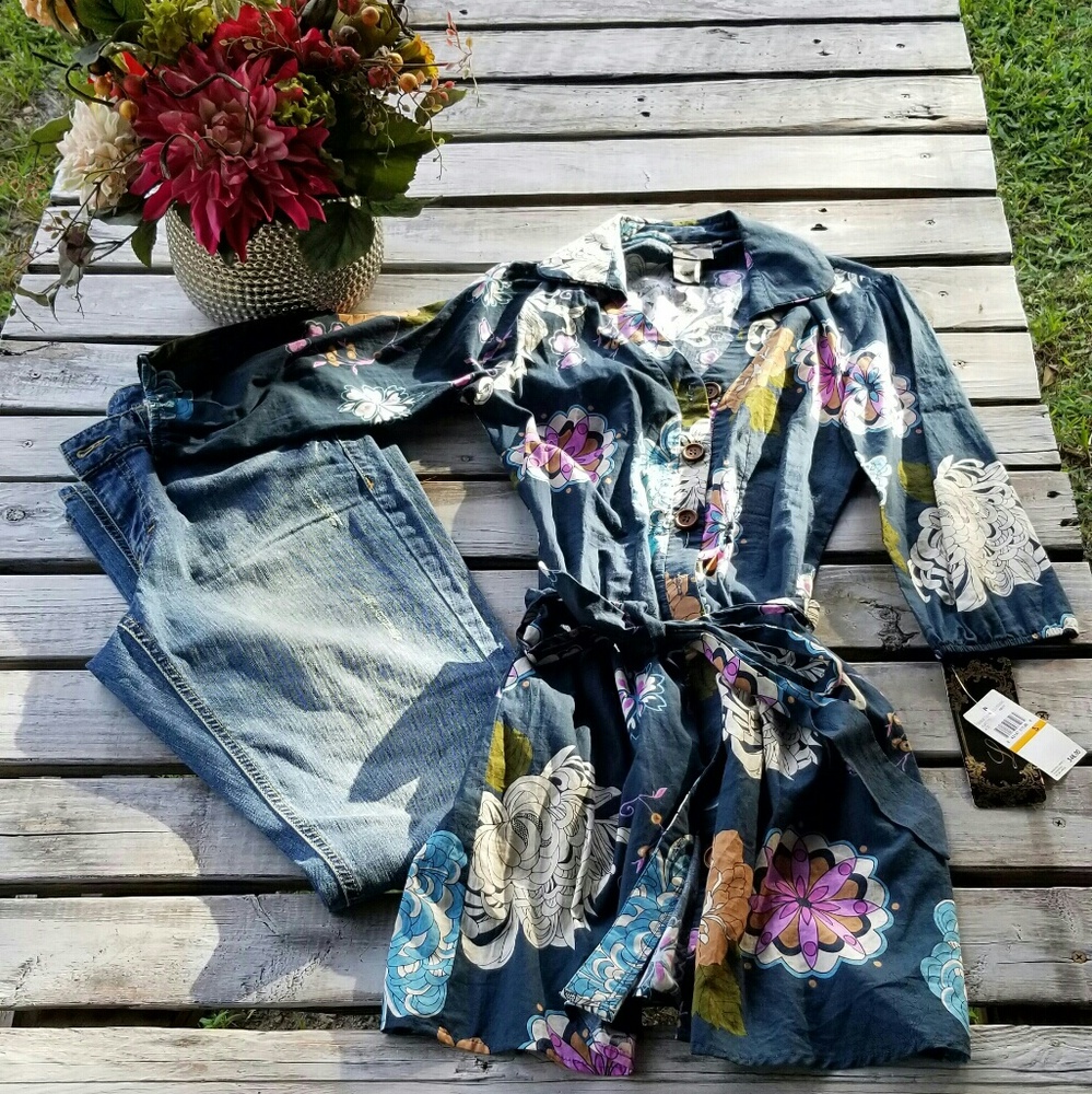 Shirt dress and jeans